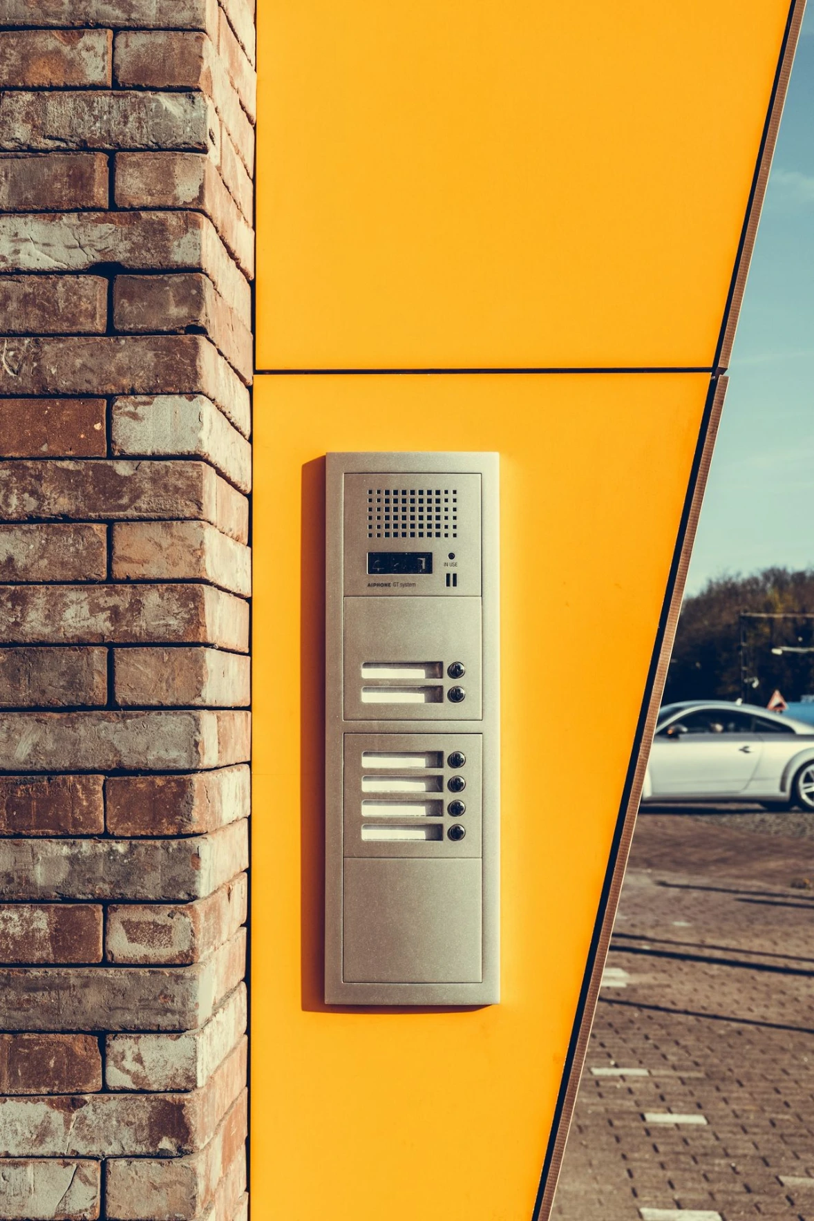 Door intercom on a building facade